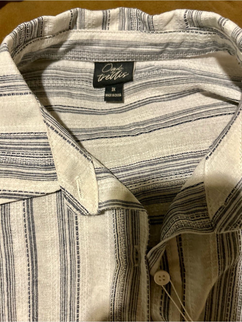 Women's Striped Button-Down Shirt - White & Gray NWT